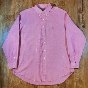 Polo Ralph Lauren Yarmouth Red Pinstripe Shirt Size XL 17 1/2 Preppy Norm-Core